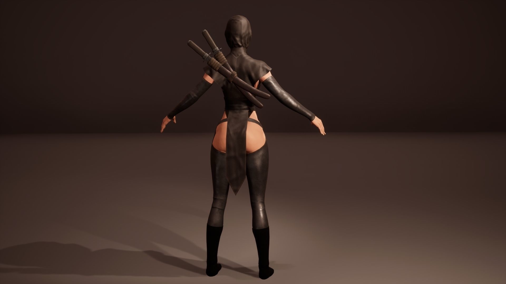 Shinobi assassin girl Low-poly 3D model_4