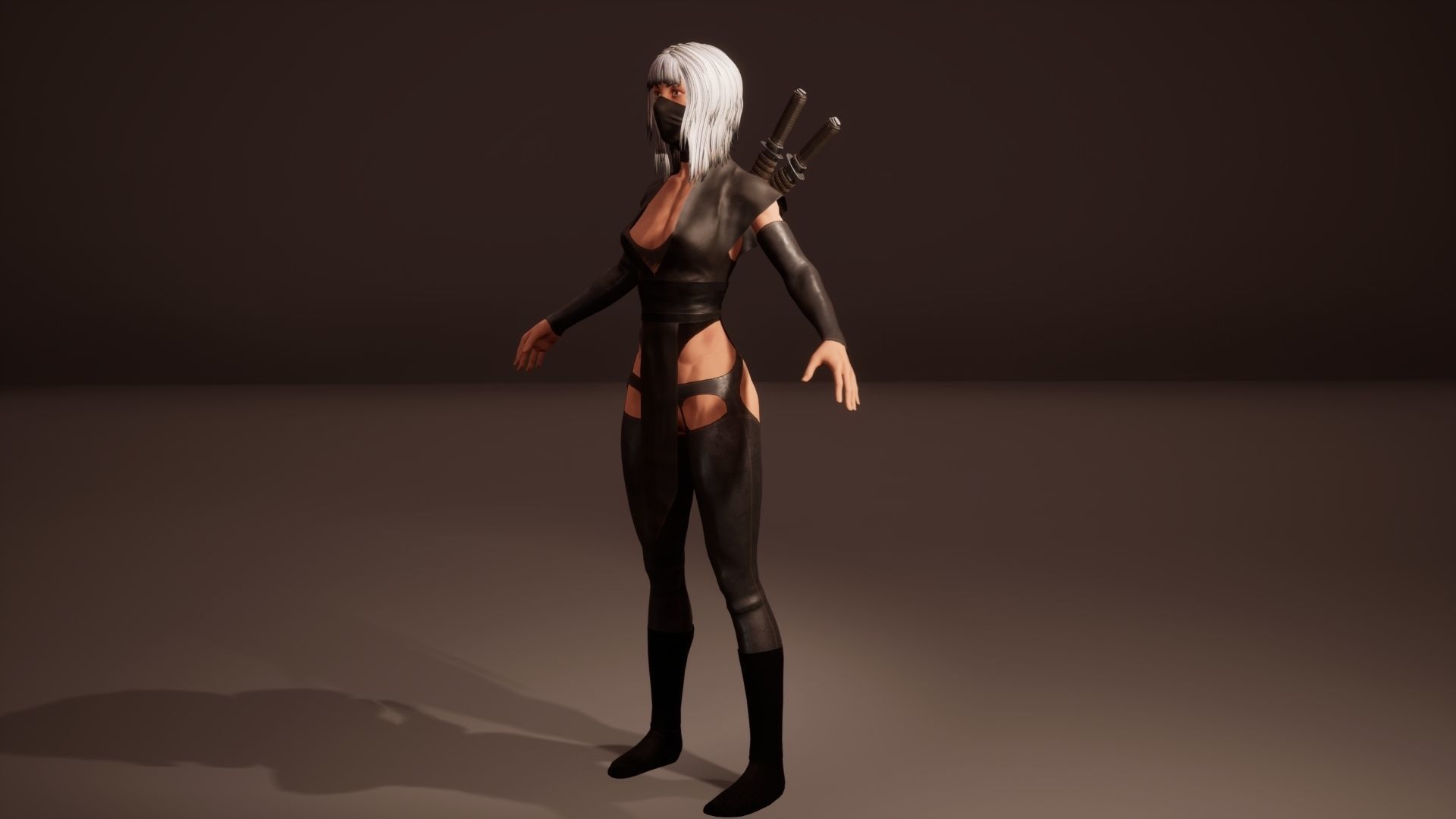 Shinobi assassin girl Low-poly 3D model_14
