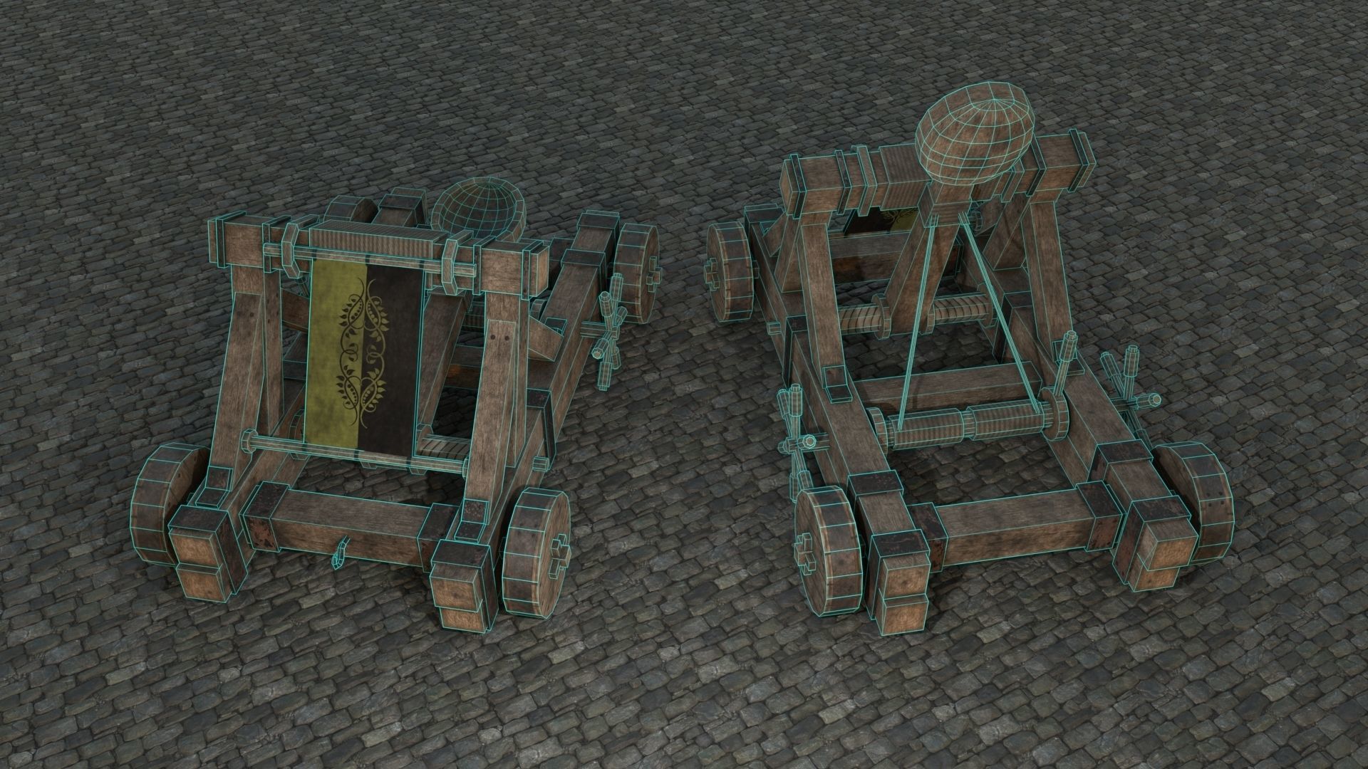 Medieval Catapult low-poly PBR Low-poly 3D model_2