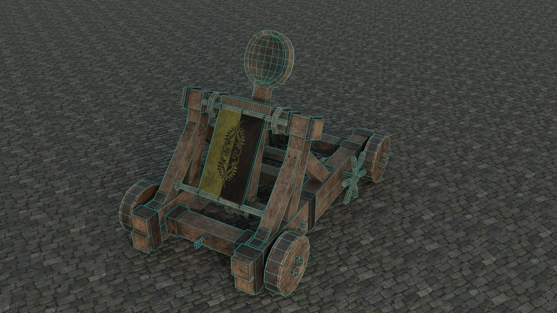 Medieval Catapult low-poly PBR Low-poly 3D model_22