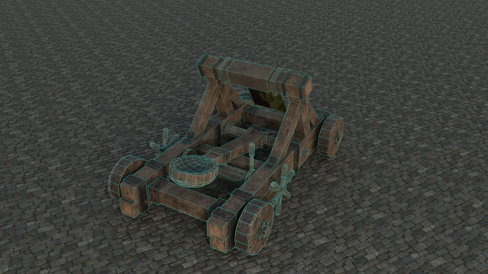 Medieval Catapult low-poly PBR Low-poly 3D model_8
