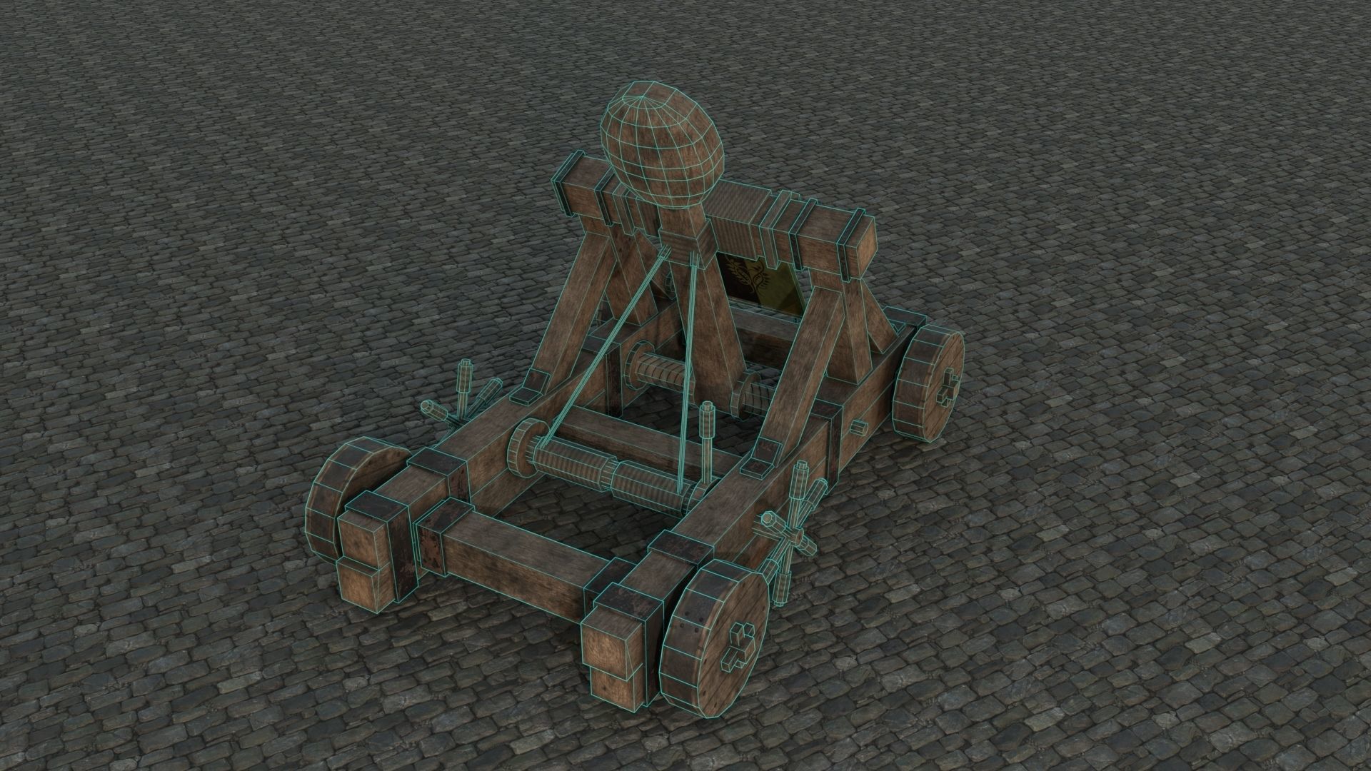 Medieval Catapult low-poly PBR Low-poly 3D model_10