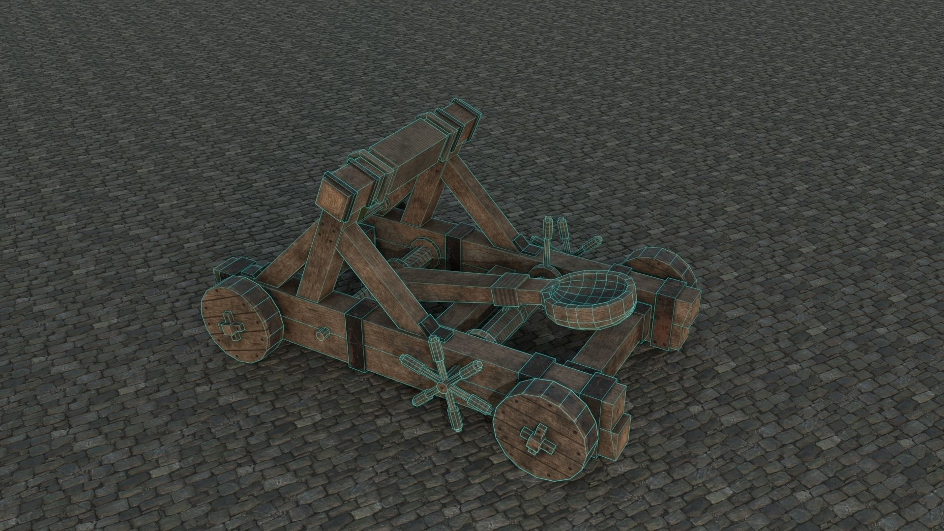 Medieval Catapult low-poly PBR Low-poly 3D model_16