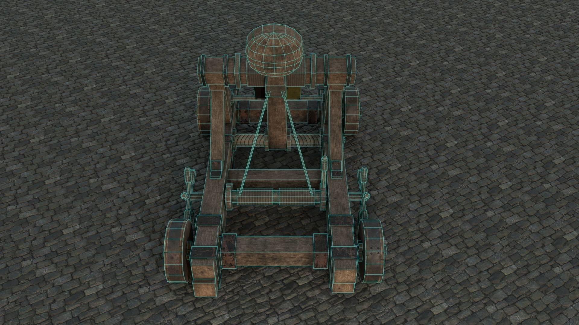Medieval Catapult low-poly PBR Low-poly 3D model_14