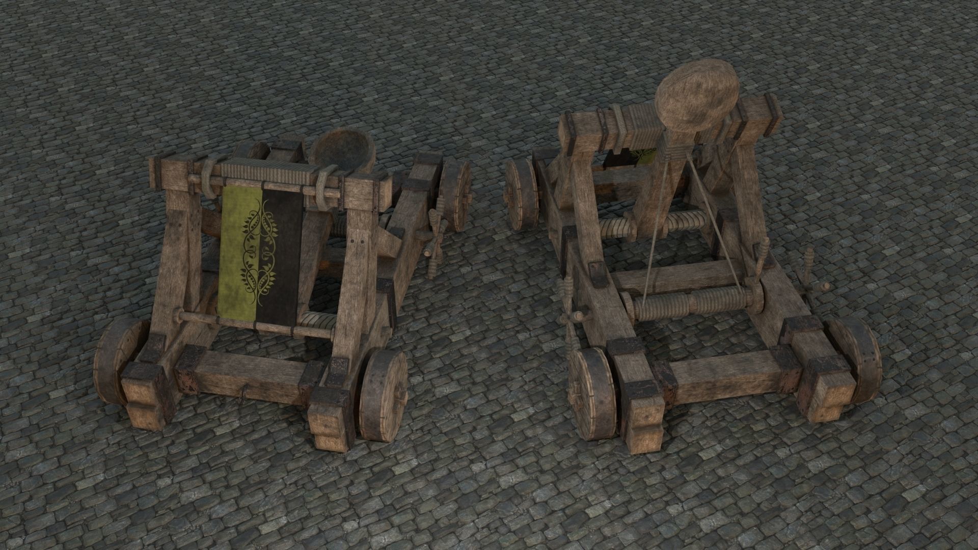 Medieval Catapult low-poly PBR Low-poly 3D model_1