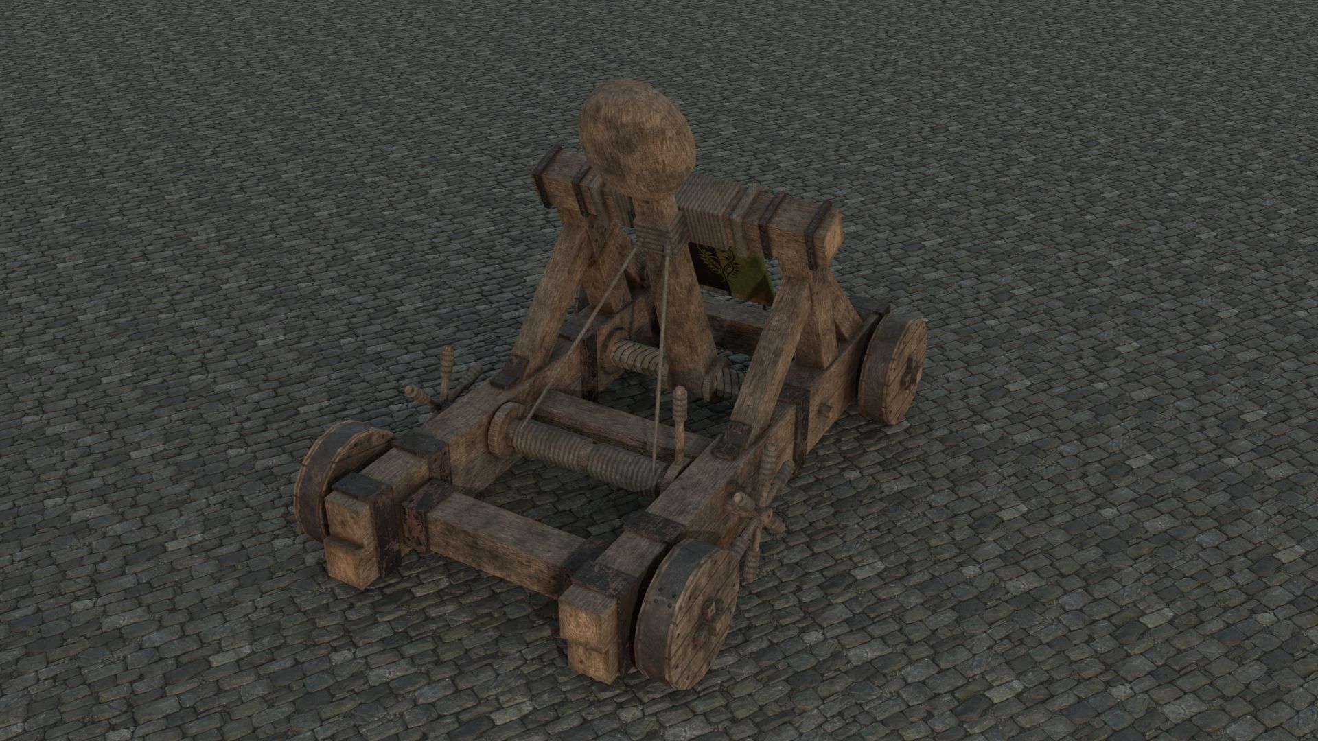 Medieval Catapult low-poly PBR Low-poly 3D model_9
