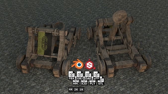 Medieval Catapult low-poly PBR Low-poly 3D model
