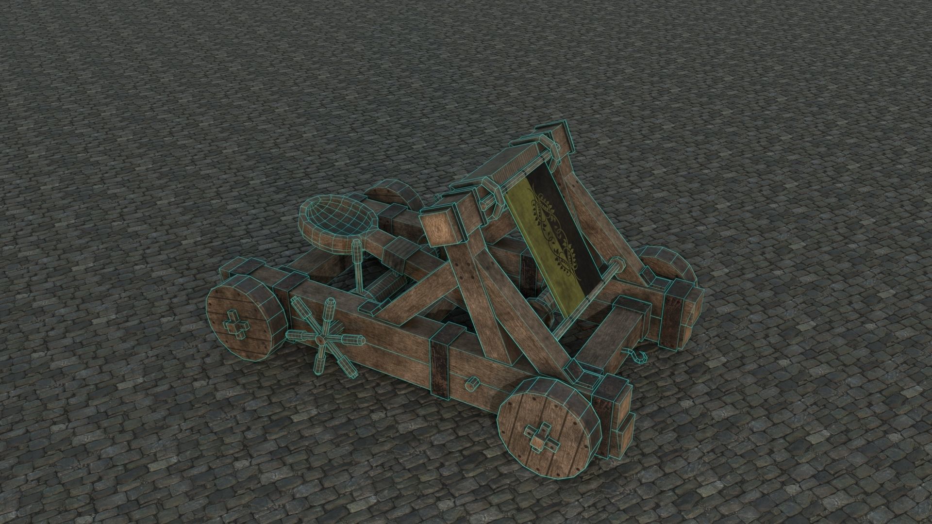 Medieval Catapult low-poly PBR Low-poly 3D model_4