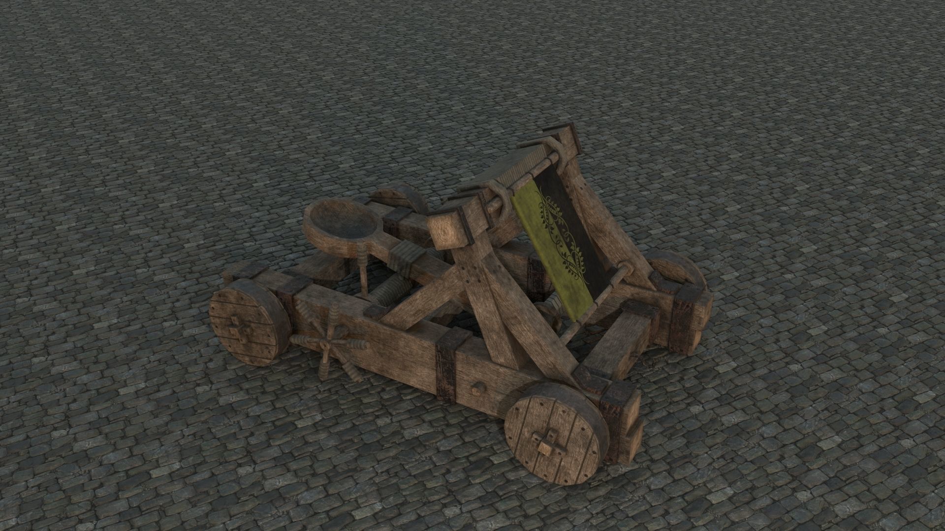 Medieval Catapult low-poly PBR Low-poly 3D model_3