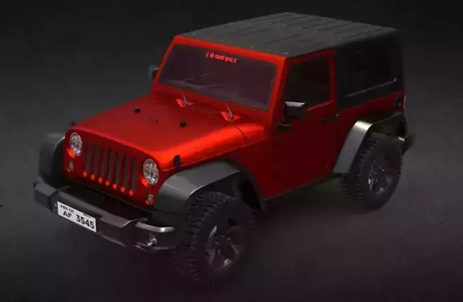 Indian Jeep Wrangler With Interior - Highpoly 3D model