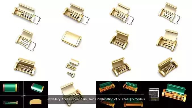 Jewellery Accessories Plain Gold Combination of 5 Sizes 