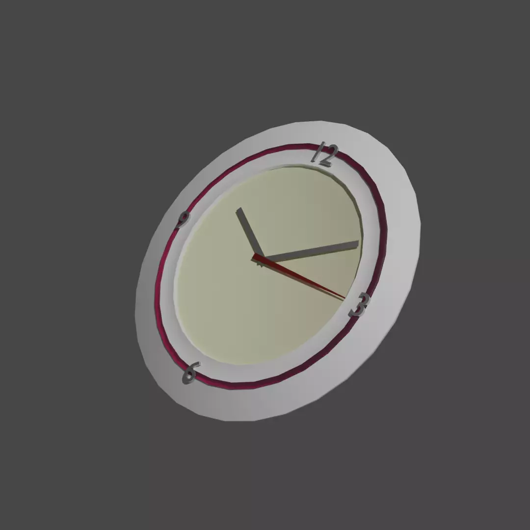 Modern Analog Wall-Clock Low-poly 3D model_0