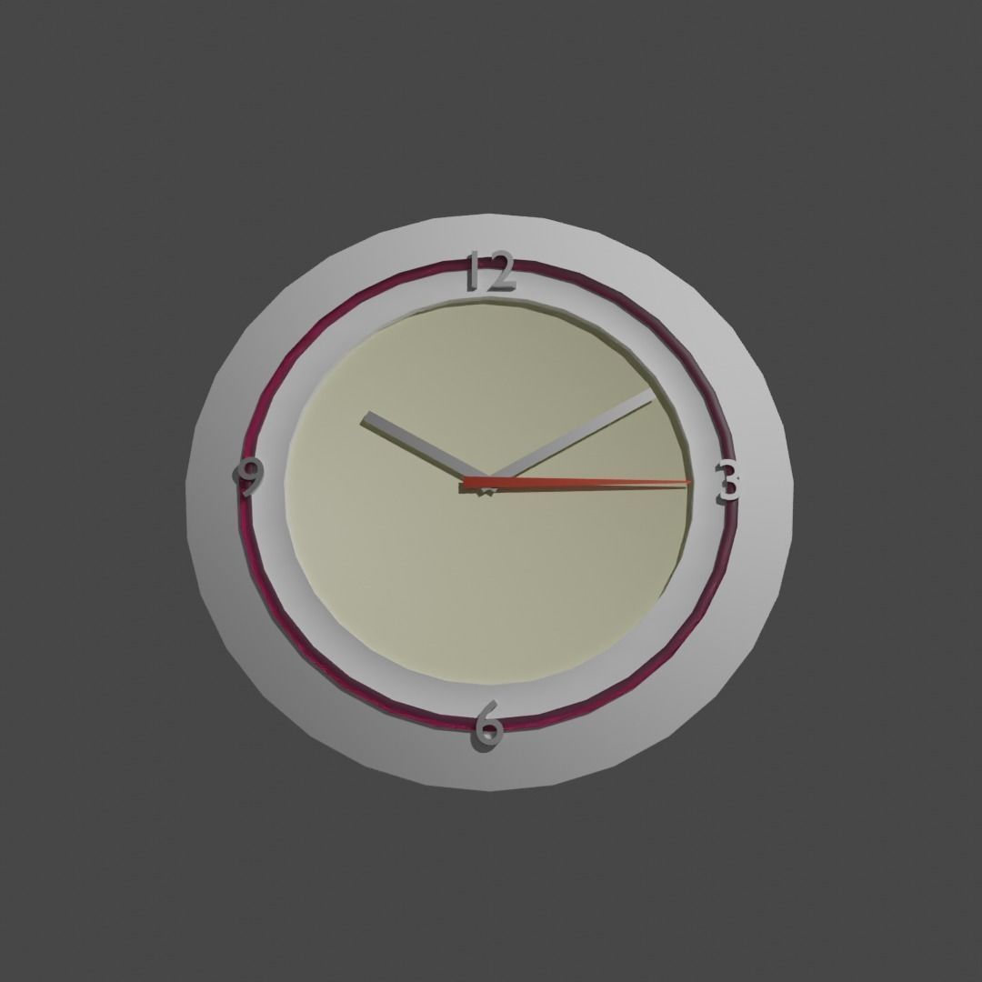 Modern Analog Wall-Clock Low-poly 3D model_2