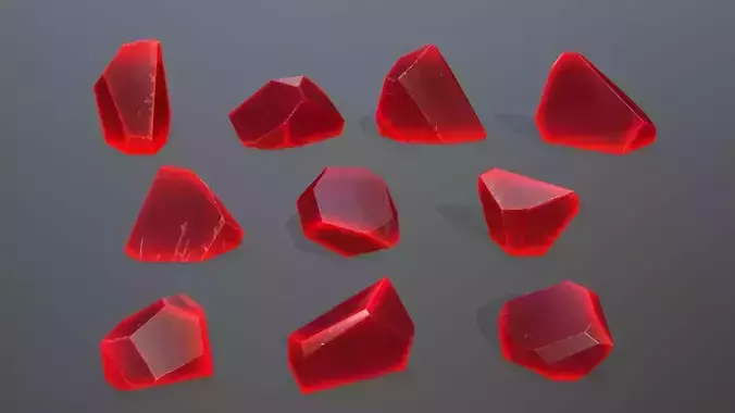 Crystal Set of glass pieces Low-poly 3D model