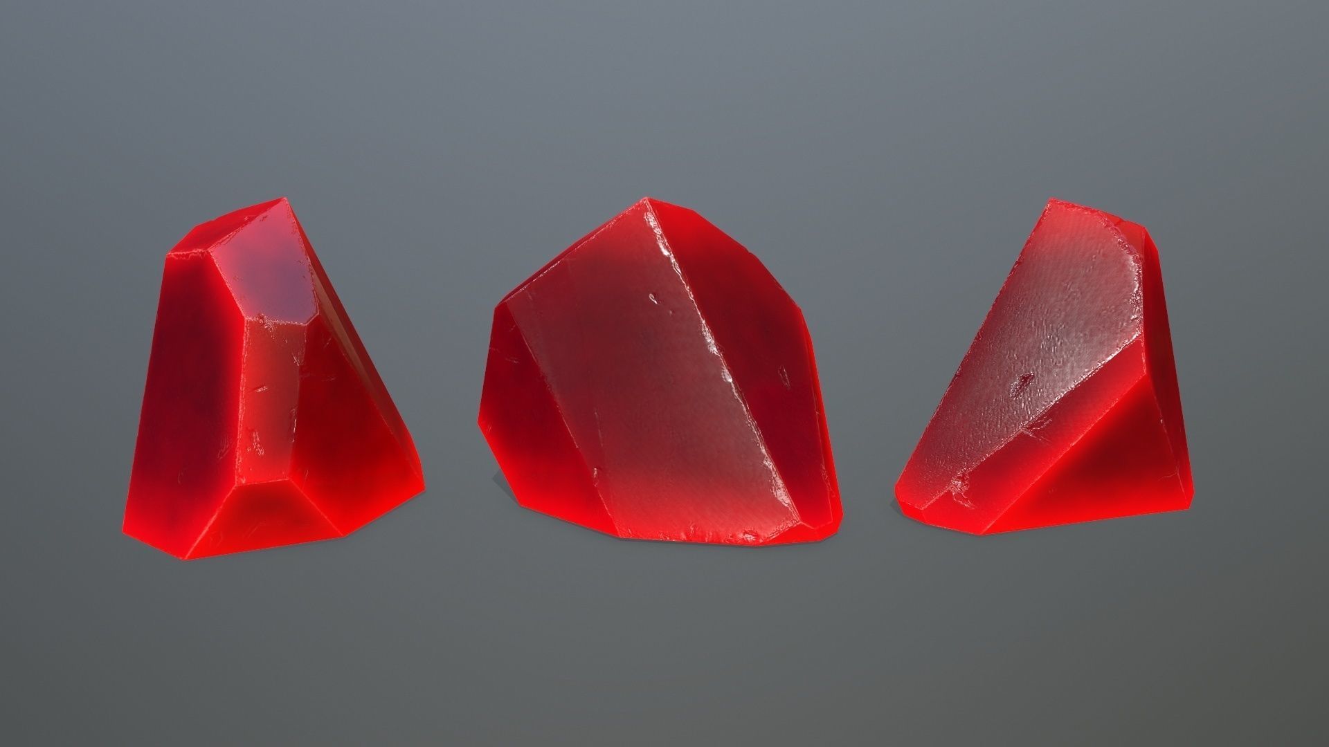 Crystal Set of glass pieces Low-poly 3D model_4