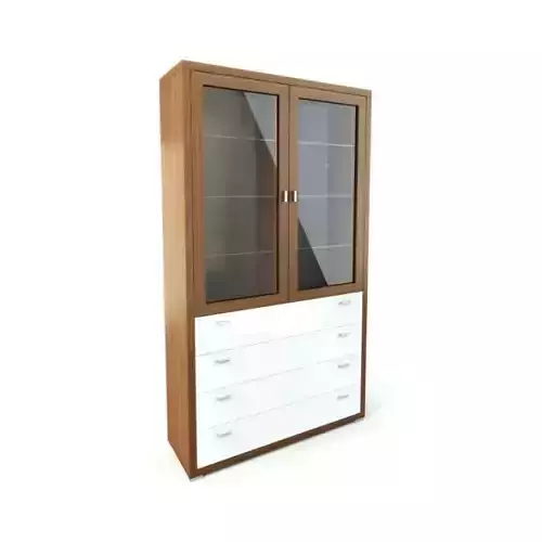 Wood Cabinet With Glass Doors And Drawers