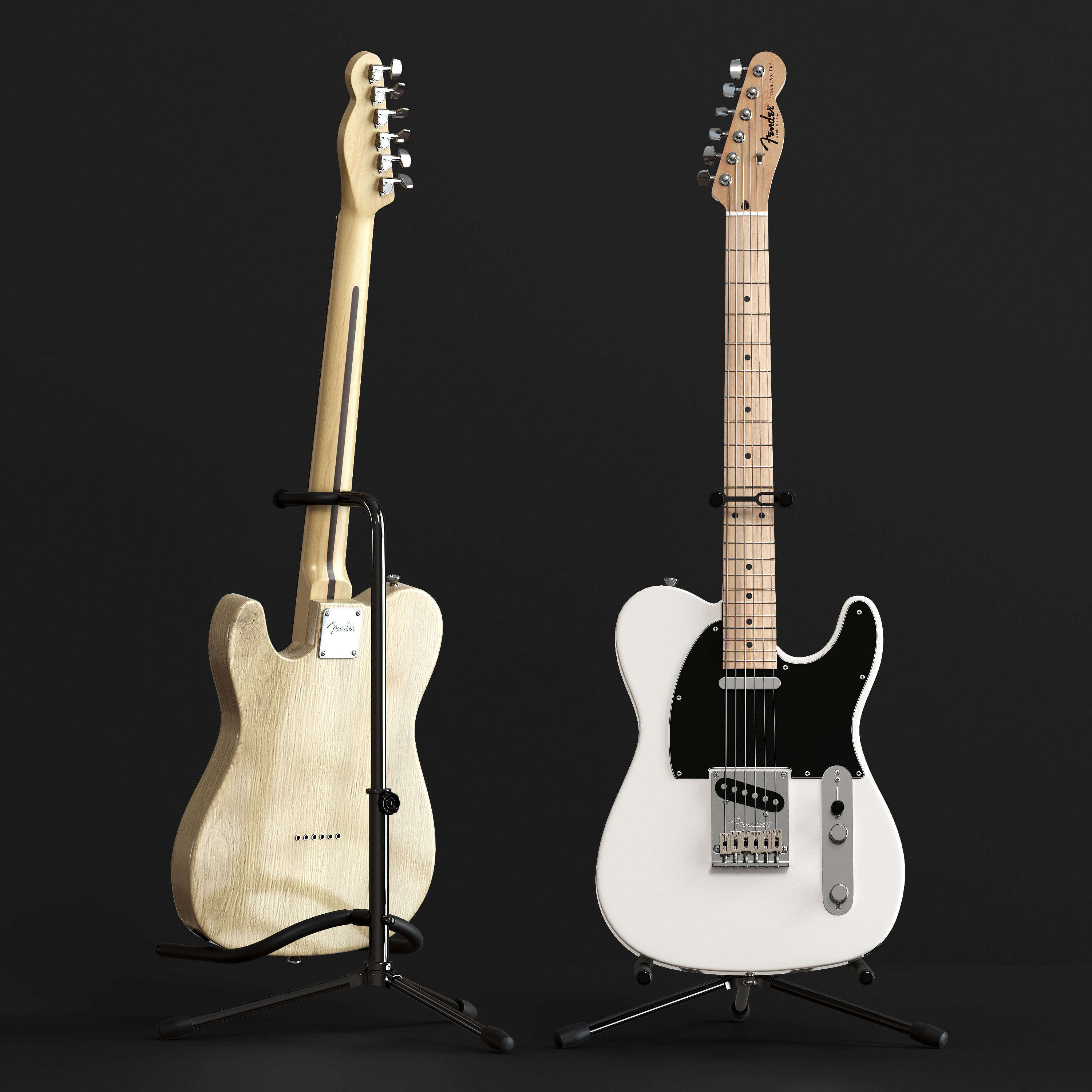 Electric Guitar Fender Telecaster 3D model_2