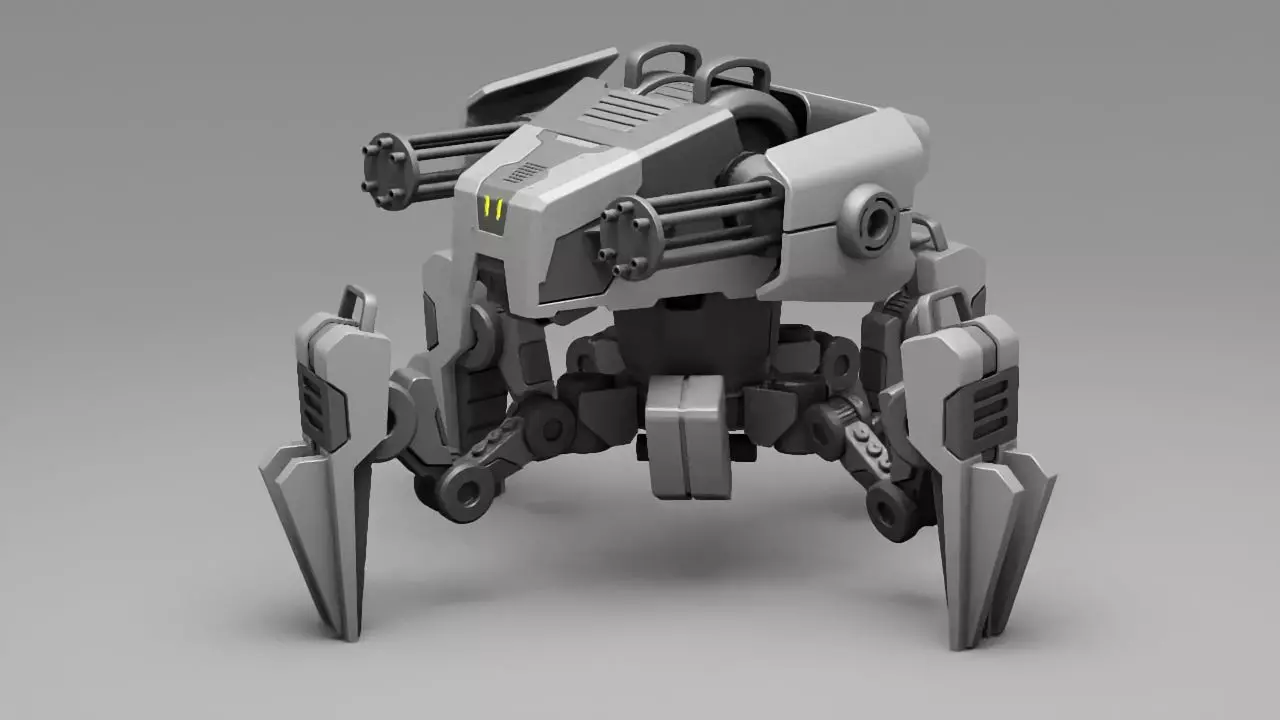 military robot  rigged character 3D model_0