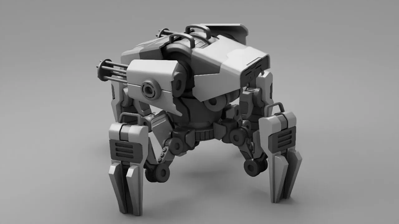 military robot rigged character 3D model