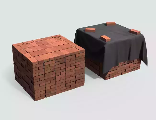 Stack of bricks Low-poly 3D model