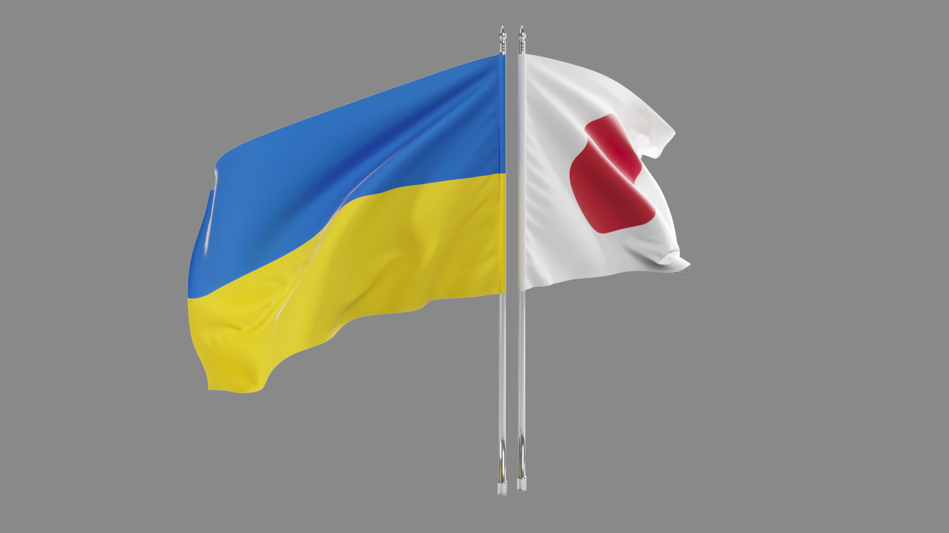 Flag Japan Ukraine Support 3D model_6