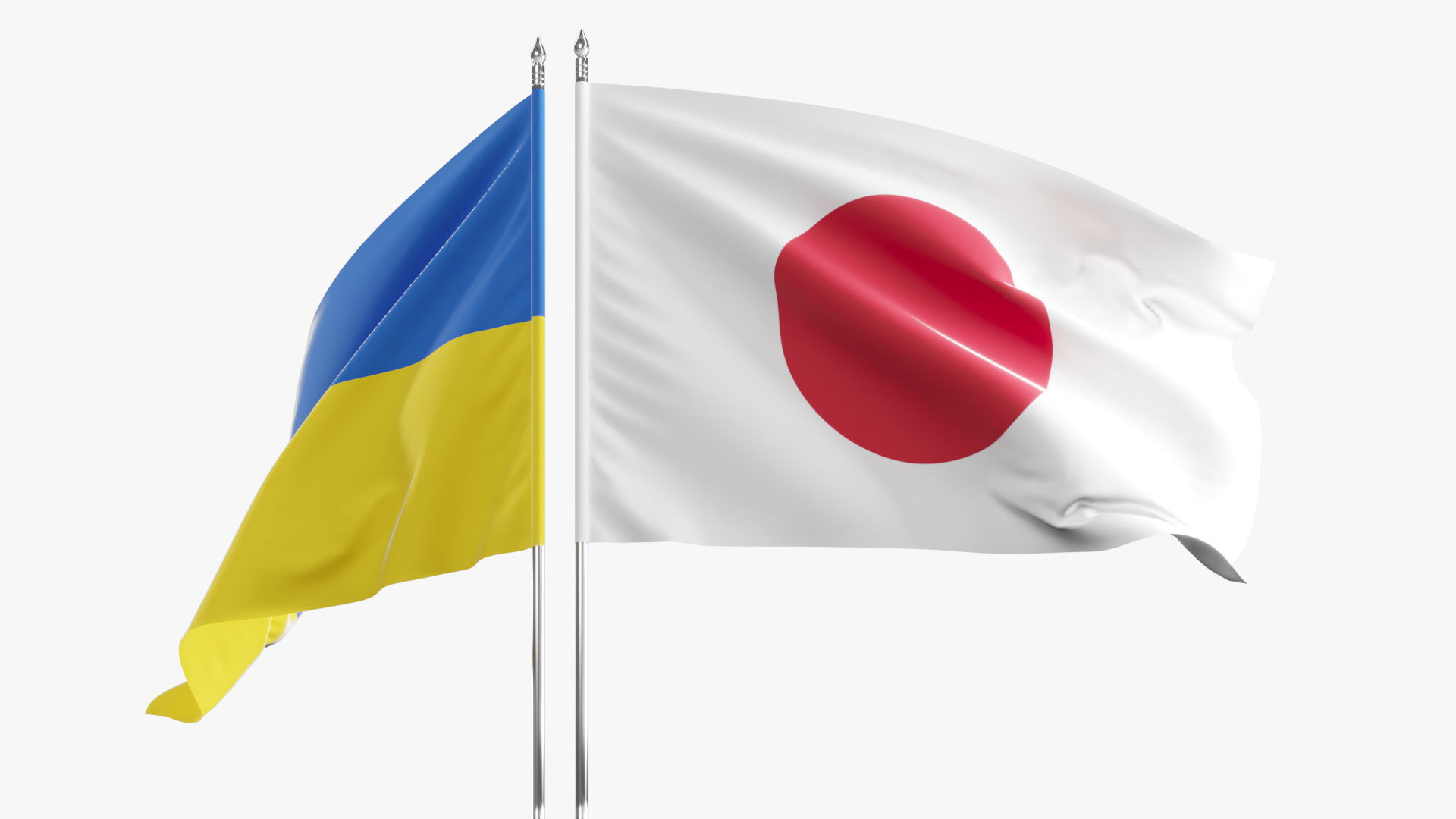 Flag Japan Ukraine Support 3D model_1