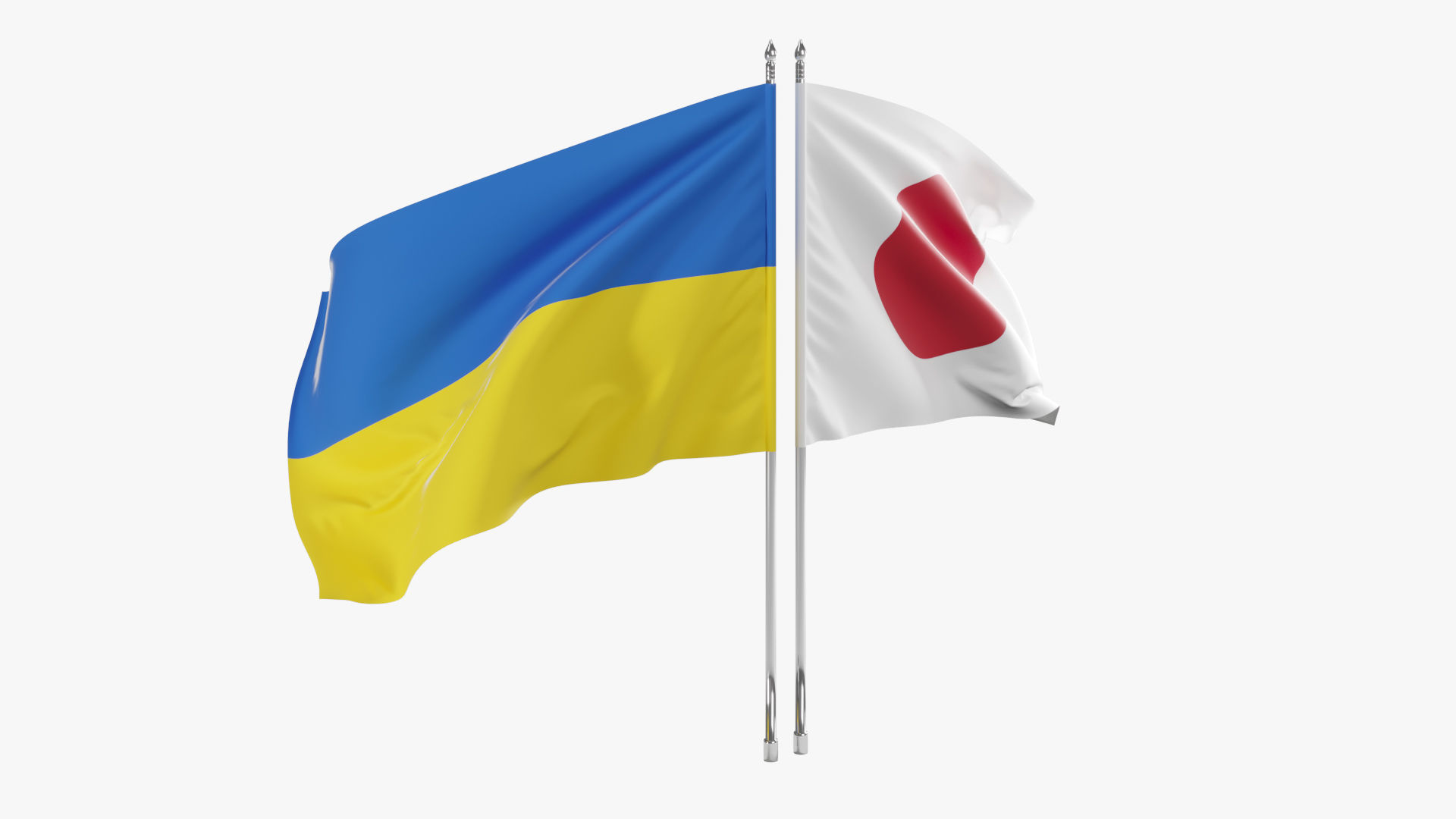 Flag Japan Ukraine Support 3D model_7