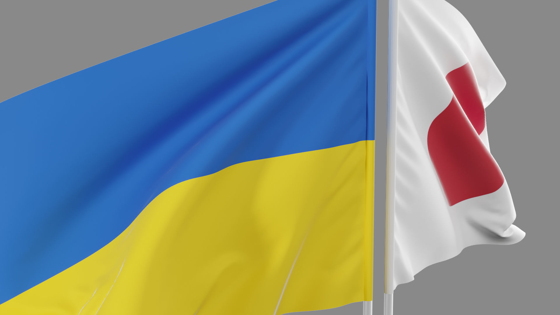 Flag Japan Ukraine Support 3D model_8