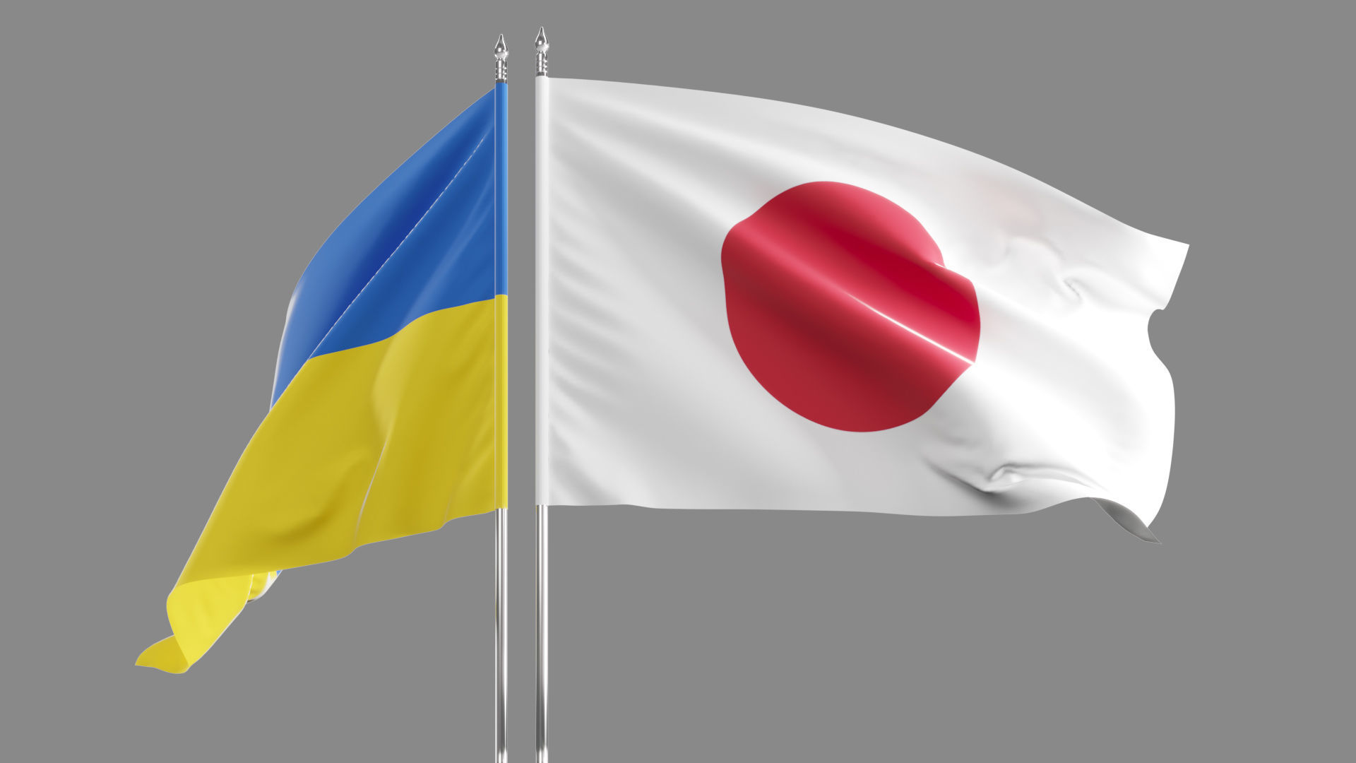 Flag Japan Ukraine Support 3D model_4