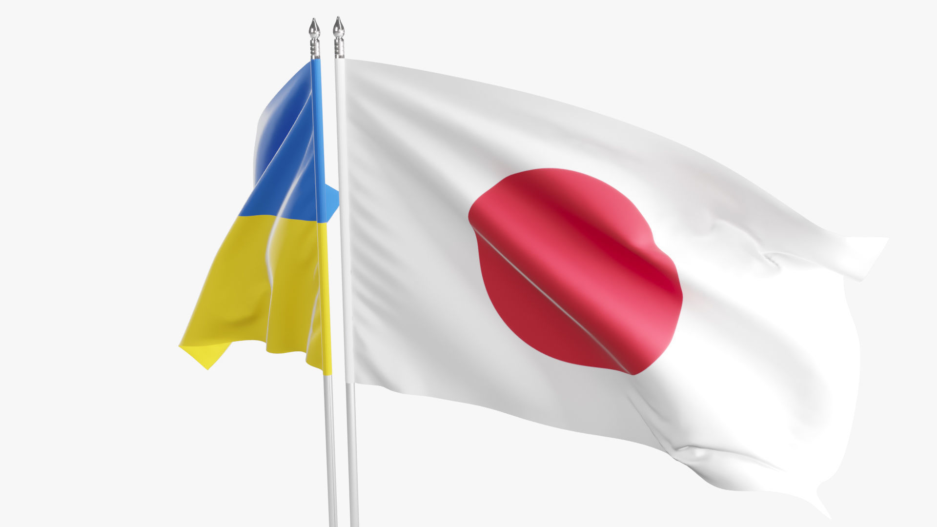 Flag Japan Ukraine Support 3D model_3