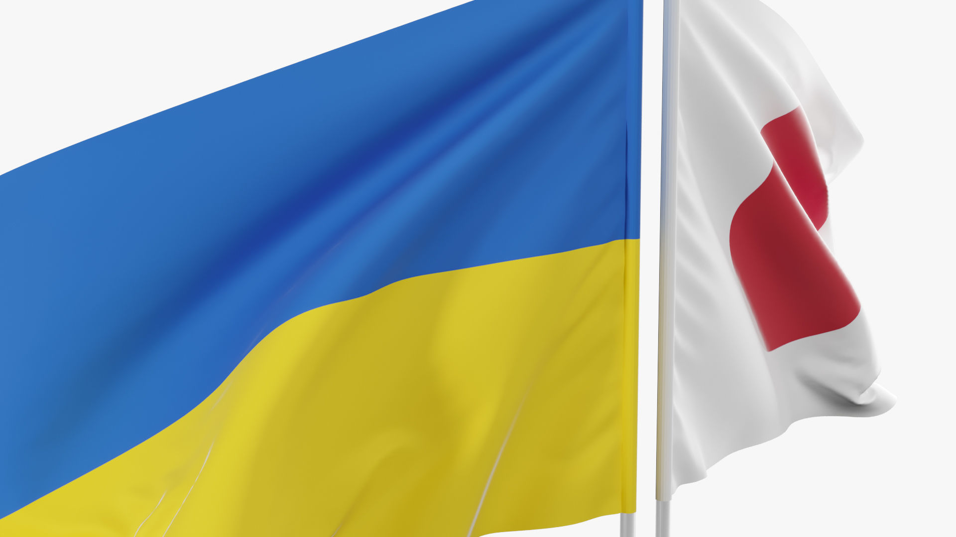 Flag Japan Ukraine Support 3D model_9