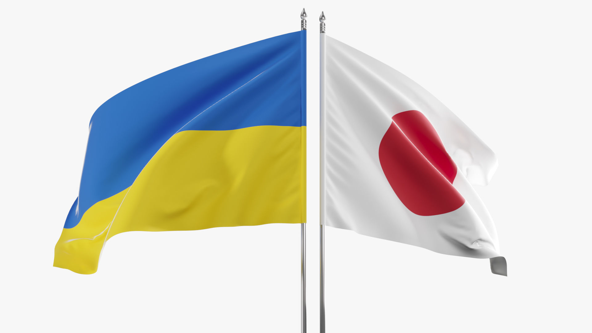Flag Japan Ukraine Support 3D model_5