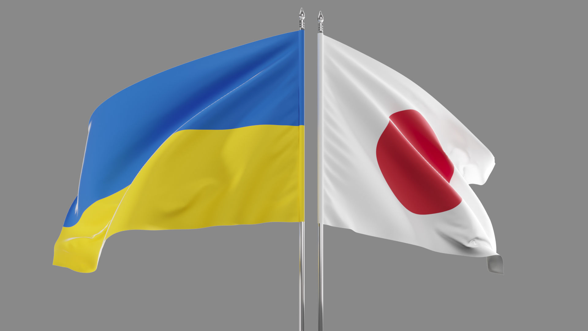 Flag Japan Ukraine Support 3D model_2