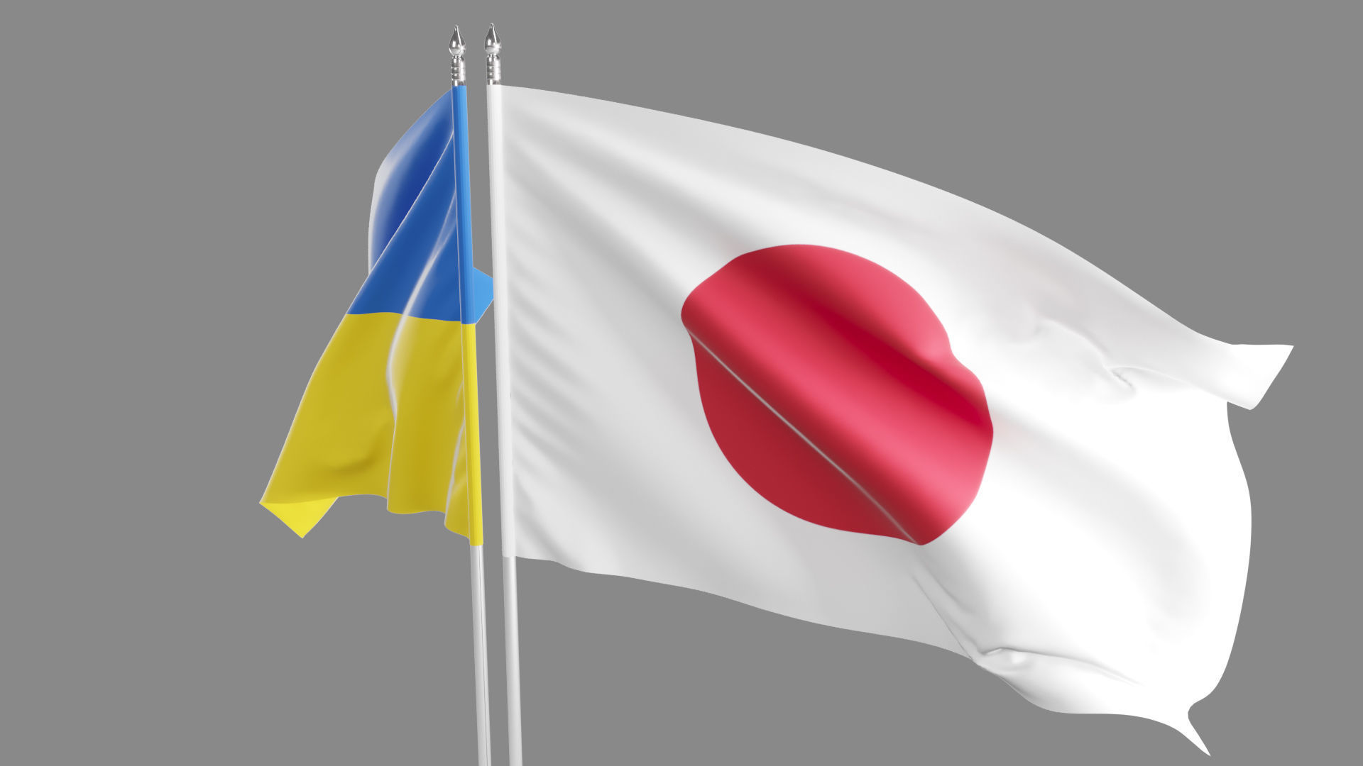 Flag Japan Ukraine Support 3D model_10