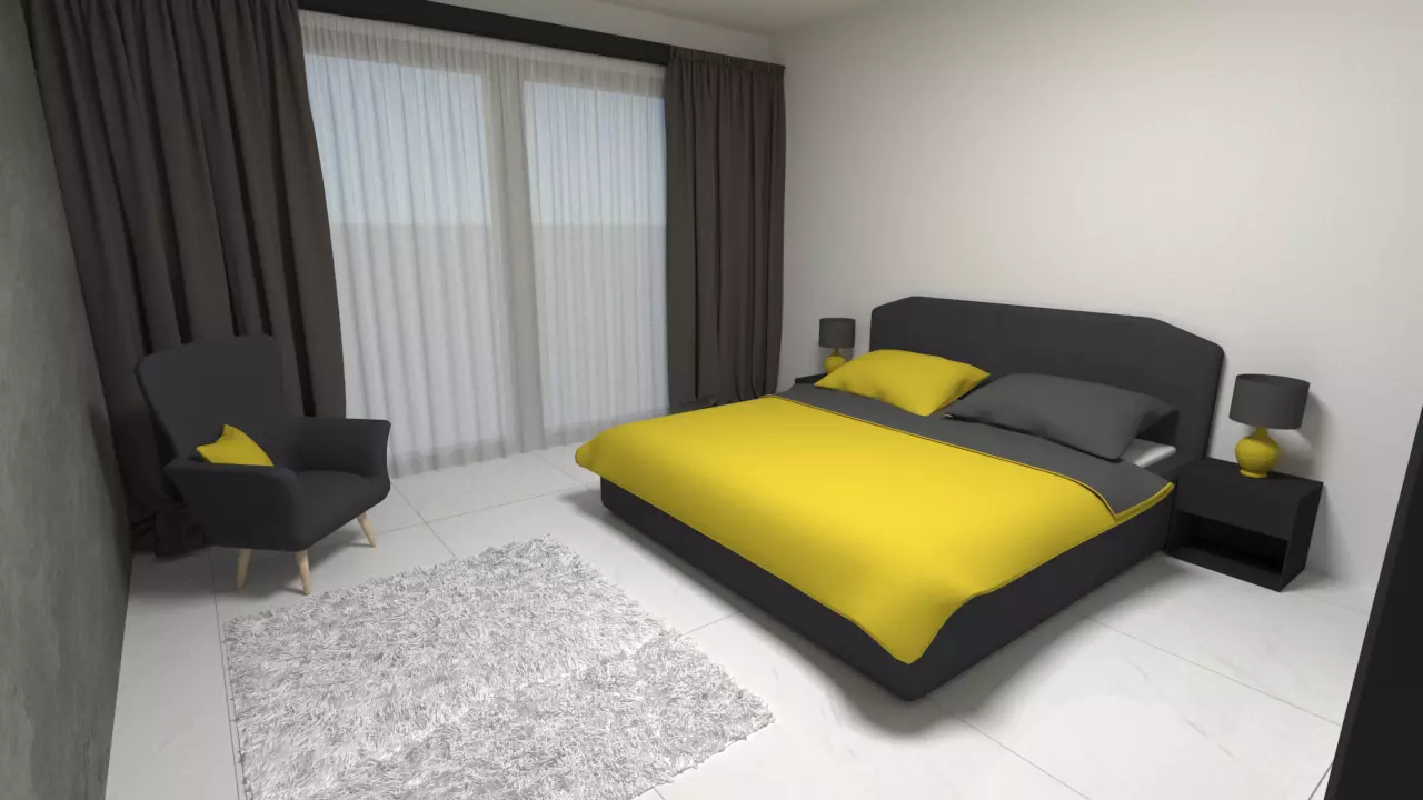 Modern bedroom 3D model_0