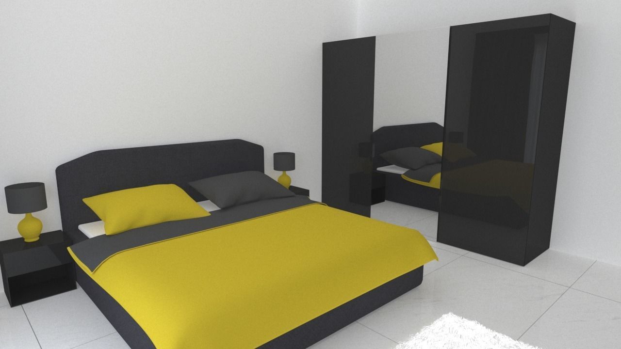 Modern bedroom 3D model_2