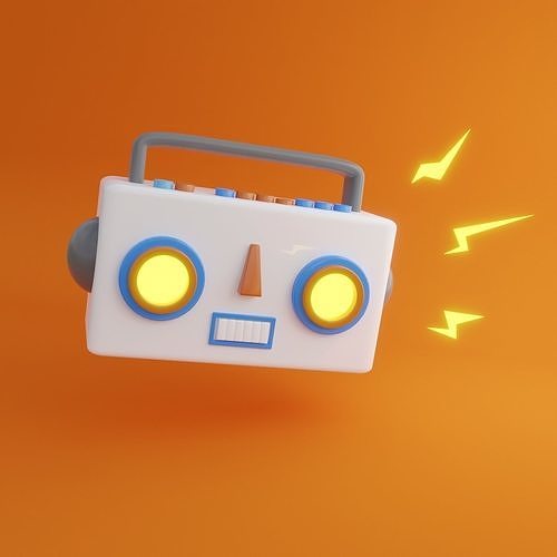 Robot toy radio Low-poly 3D model