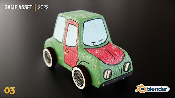 Wooden Toy Car 3D model