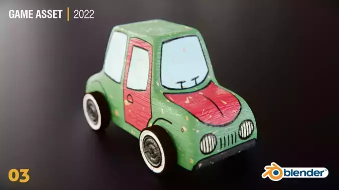 Wooden Toy Car 3D model
