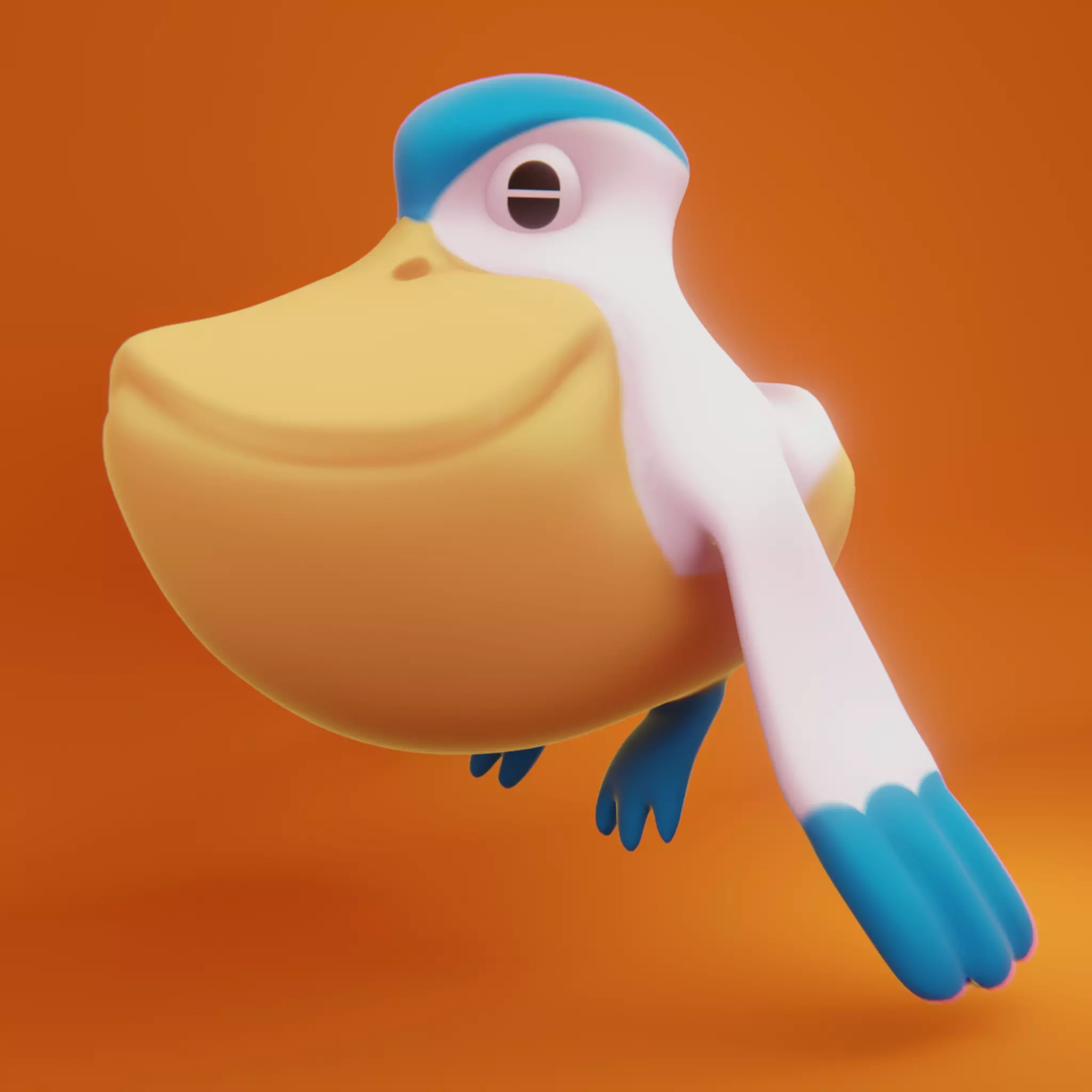 Bepikan cartoon duck flying in air 3D model_0