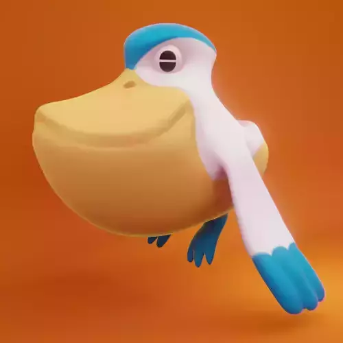 Bepikan cartoon duck flying in air 3D model