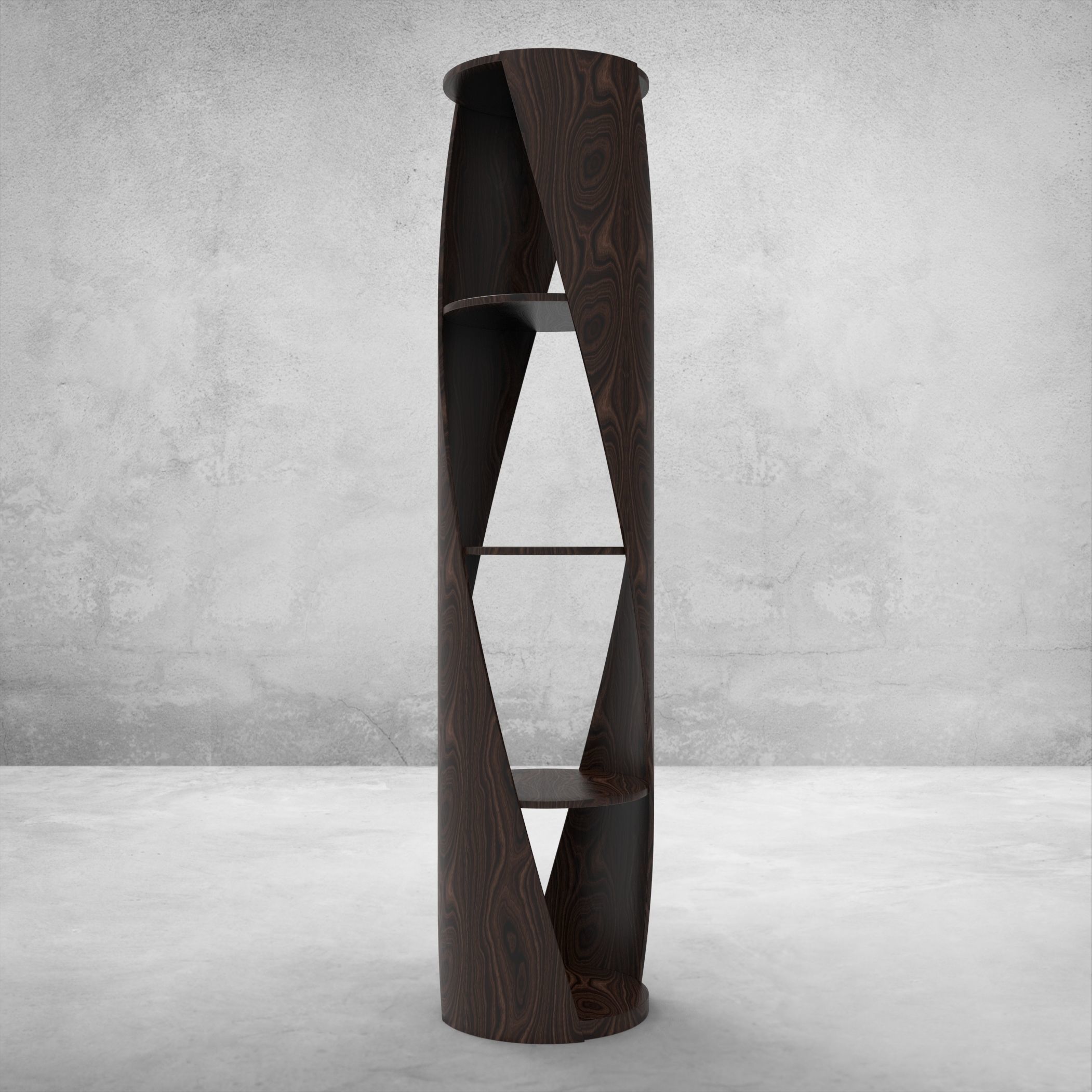 Shelf wooden bookcase with spiral design 3D model_2