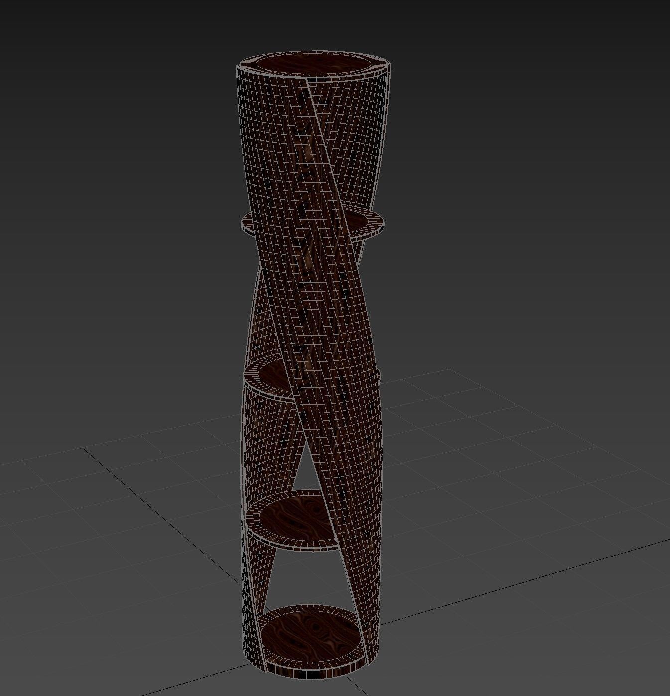 Shelf wooden bookcase with spiral design 3D model_3