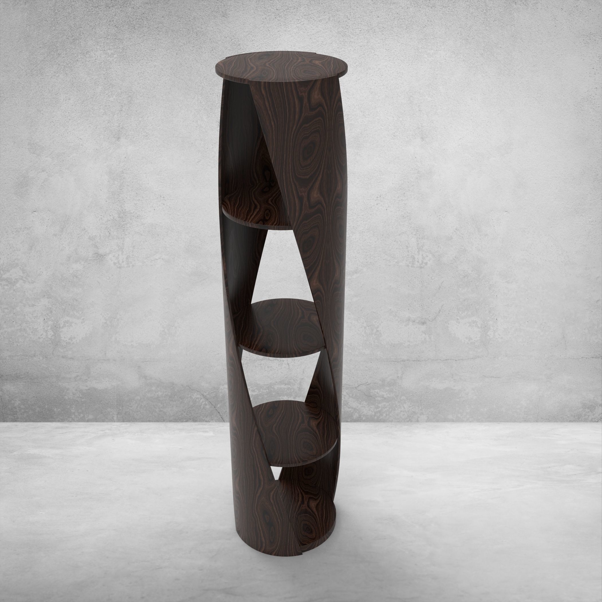 Shelf wooden bookcase with spiral design 3D model_8