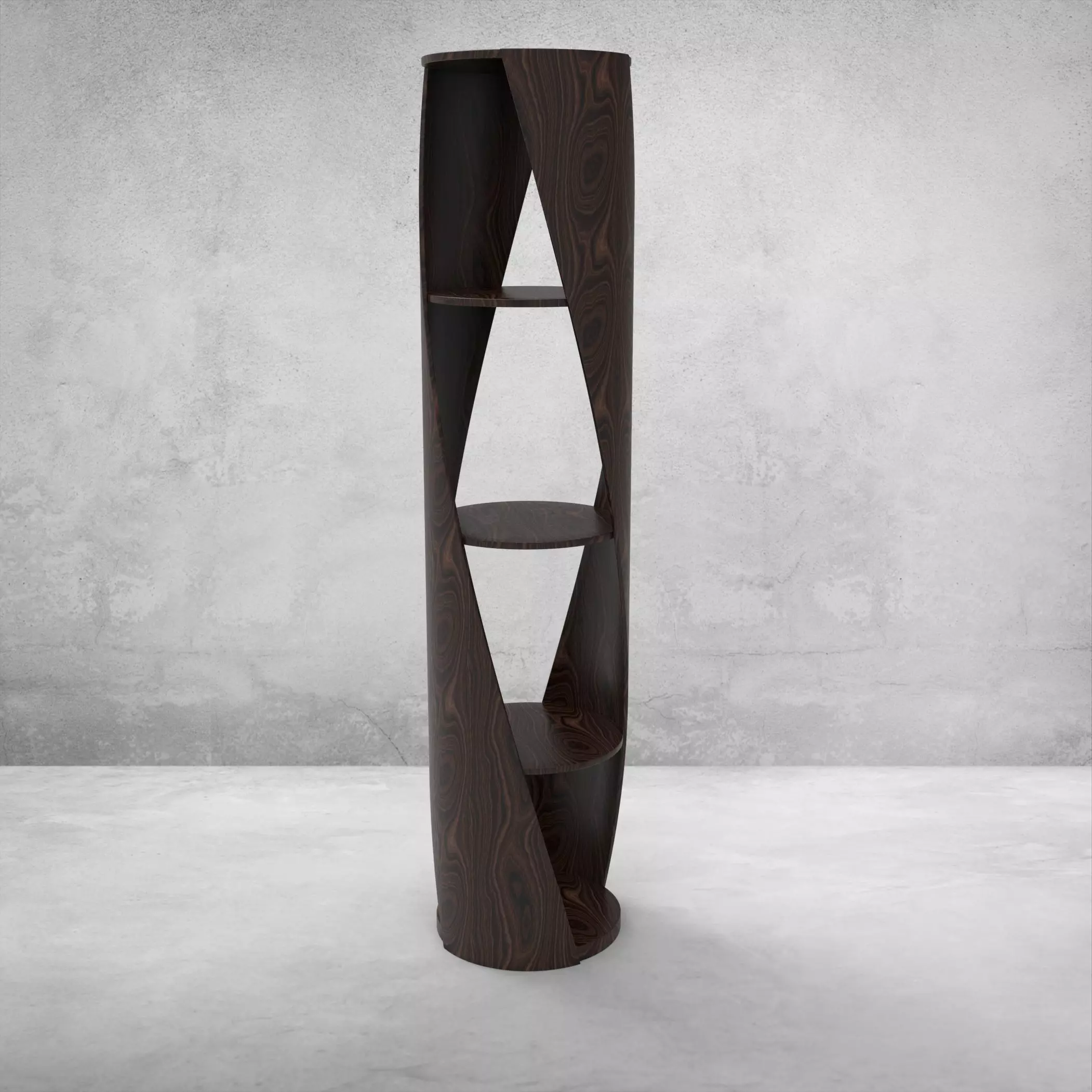 Shelf wooden bookcase with spiral design 3D model_0