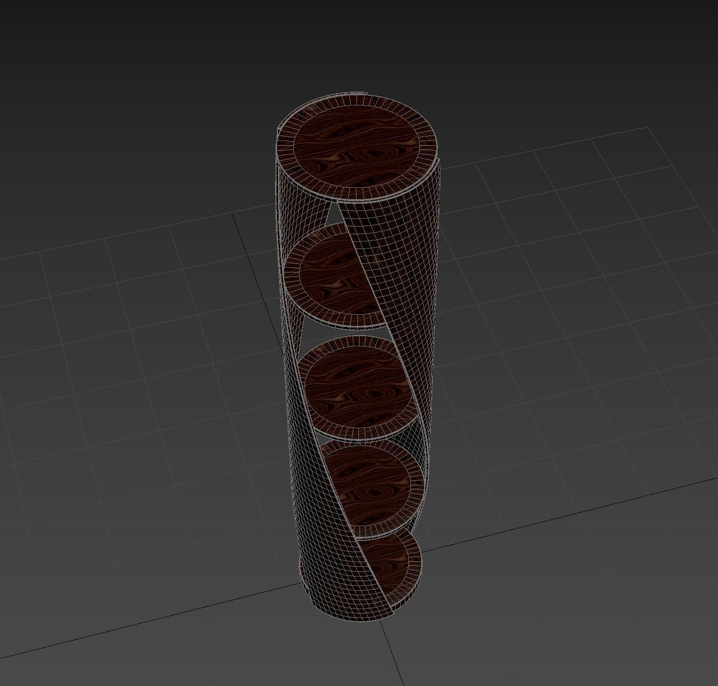 Shelf wooden bookcase with spiral design 3D model_9