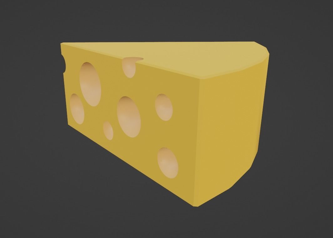 Cheese Low Poly 3D piece of 3D model_2