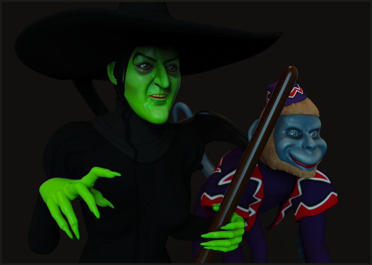 Wicked Witch and Winged Monkey Set 3D print model_6