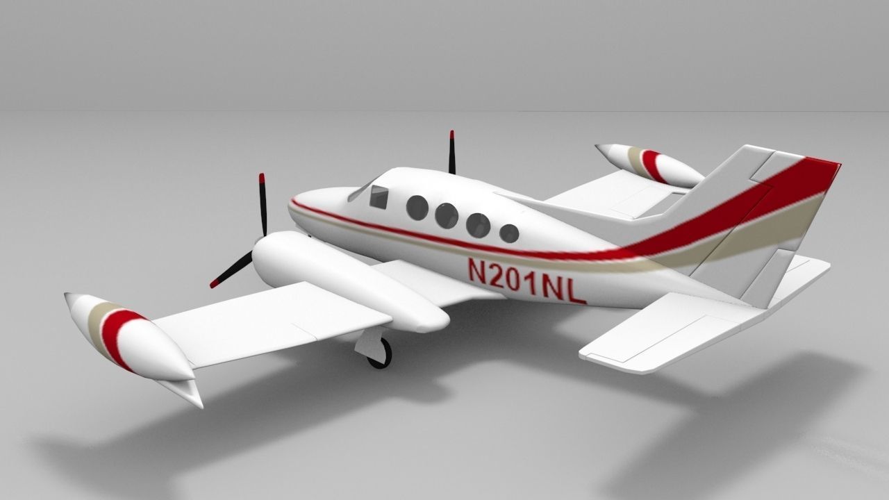 Cessna 401 Low-poly 3D model_4