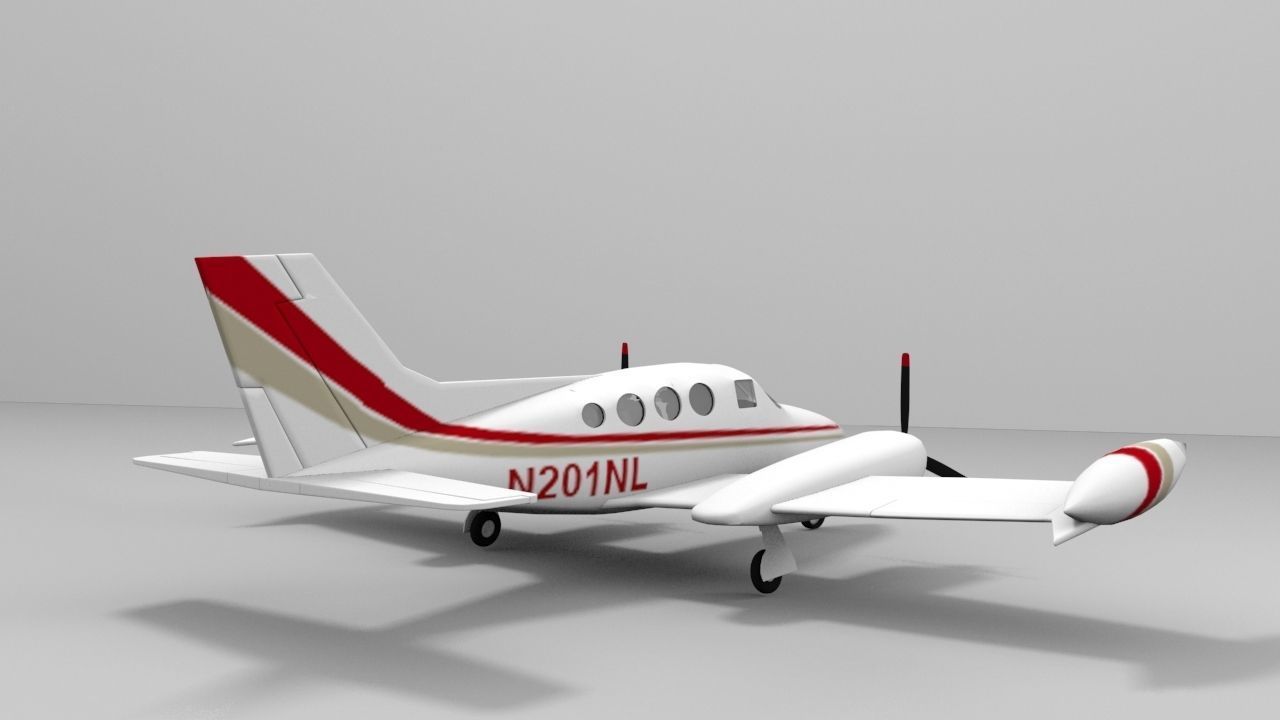Cessna 401 Low-poly 3D model_7